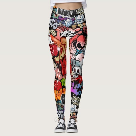 Urban dynamic street art Graffiti art pattern Leggings