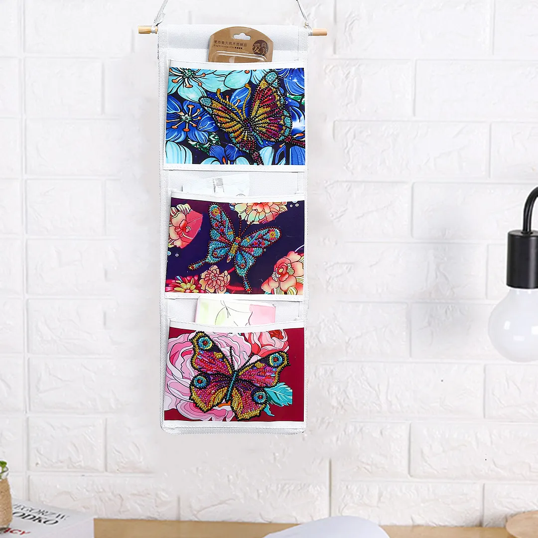 DIY Diamond Painting White Butterfly Hanging Storage Bag