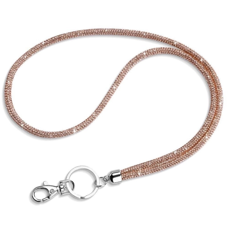 Shiny Solid Color Nylon Inlay Rhinestones Mobile Phone Lanyard