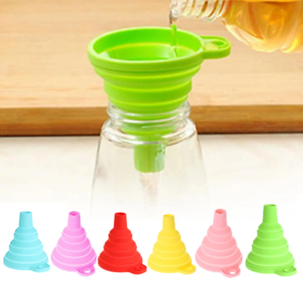 Protable Foldable Mini Silicone Funnel Hopper Kitchen Water Filler Tool