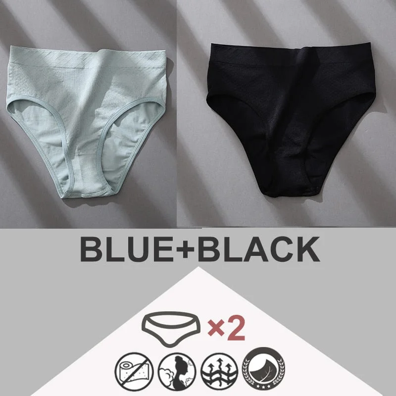 FINETOO 2PCS/Set Women Panties Bodyshaper M-2XL Women's Underwear Lingerie 8 Solid Colors Sexy Female Undepant High Waist Briefs