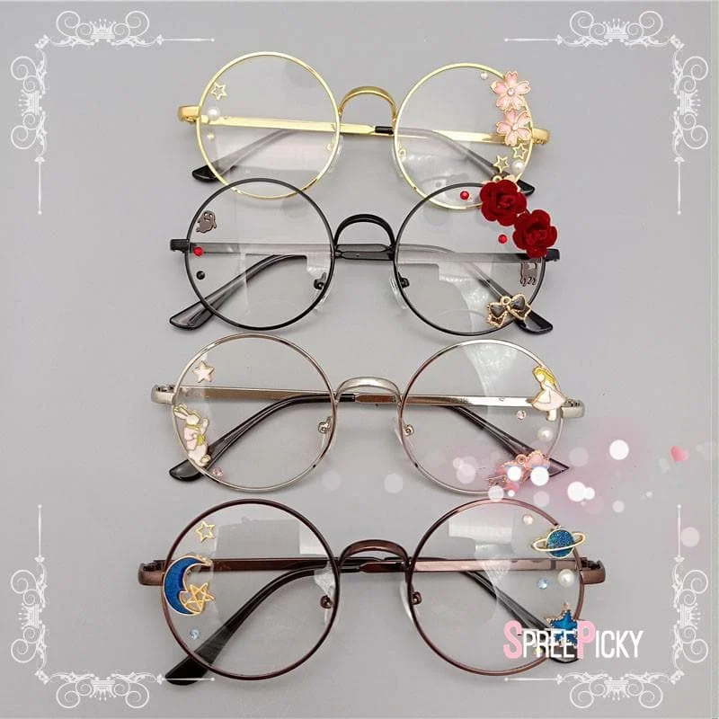 4 Colors Kawaii Sakura Rose Space Lolita Glasses Frame SP13770