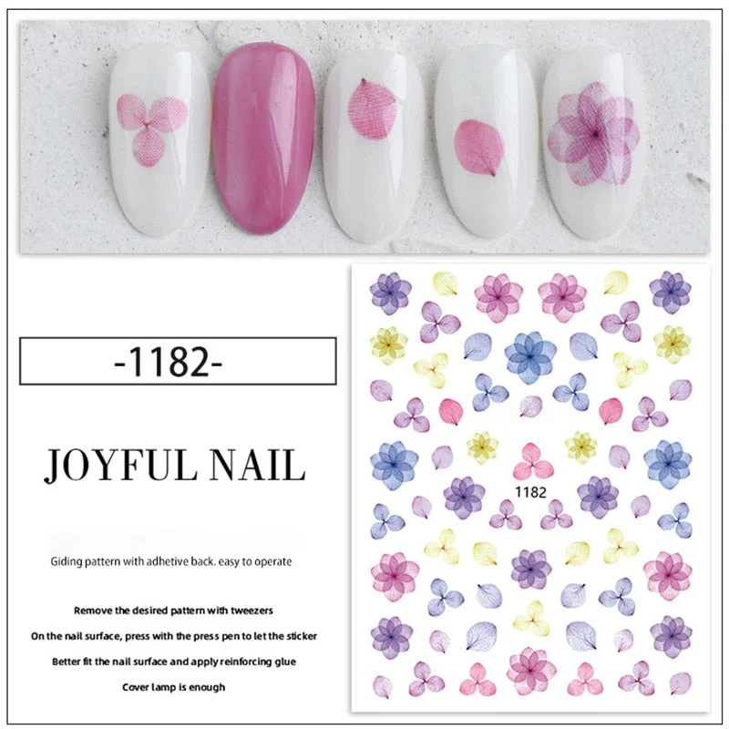 Beautizon Cute Image Flowers Leaves Cactus Nail Sticker 3D Engraved Nail Art Decorations Nail Decals Design