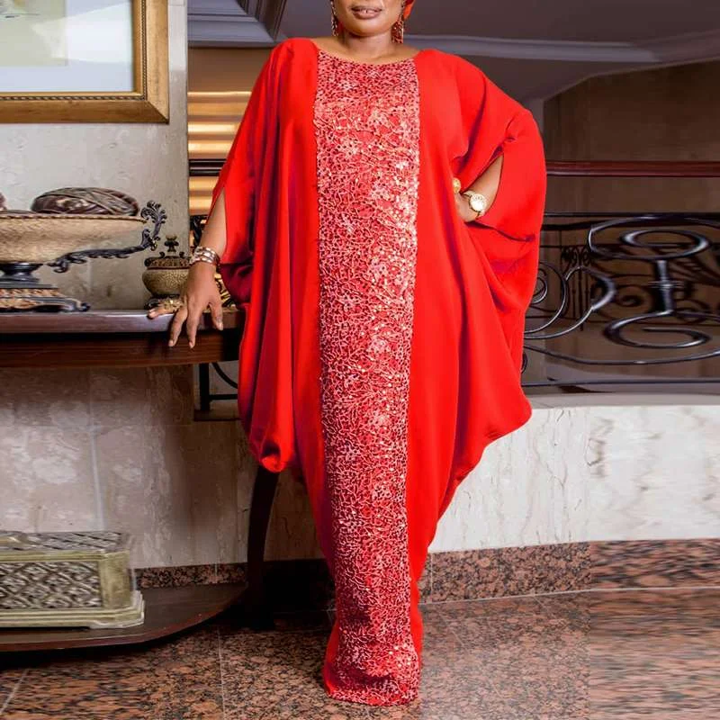 VONDA Vintage Female Loose Full-Length Kaftan Maxi Robe Embroidery Vestido Women 3/4 Sleeve Sundress O-Neck Patchwork Maxi Dress