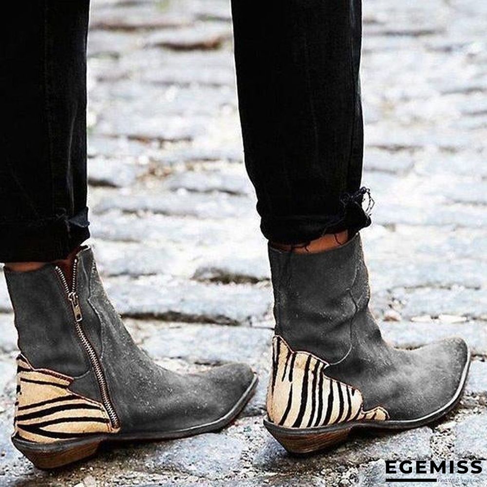 Casual Pointed Toe Zebra-Striped Boots | EGEMISS
