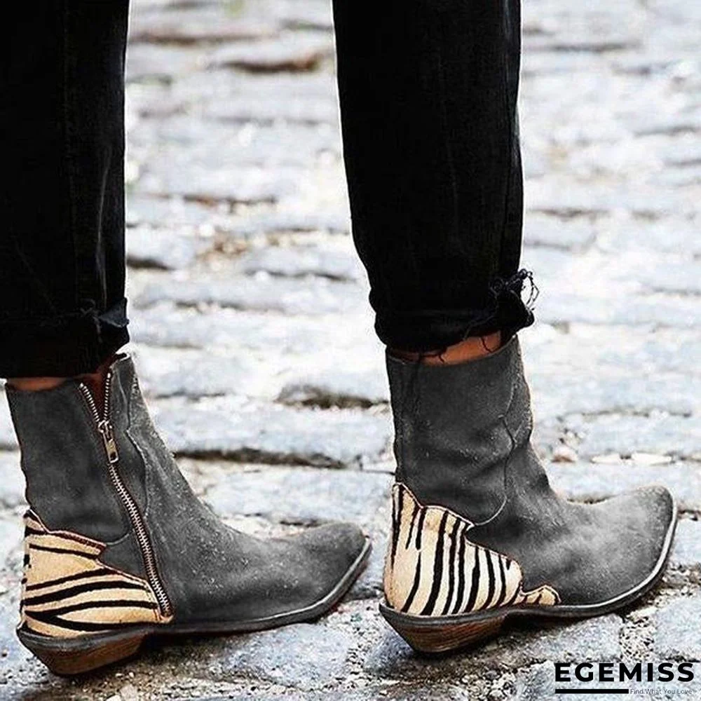 Casual Pointed Toe Zebra-Striped Boots | EGEMISS
