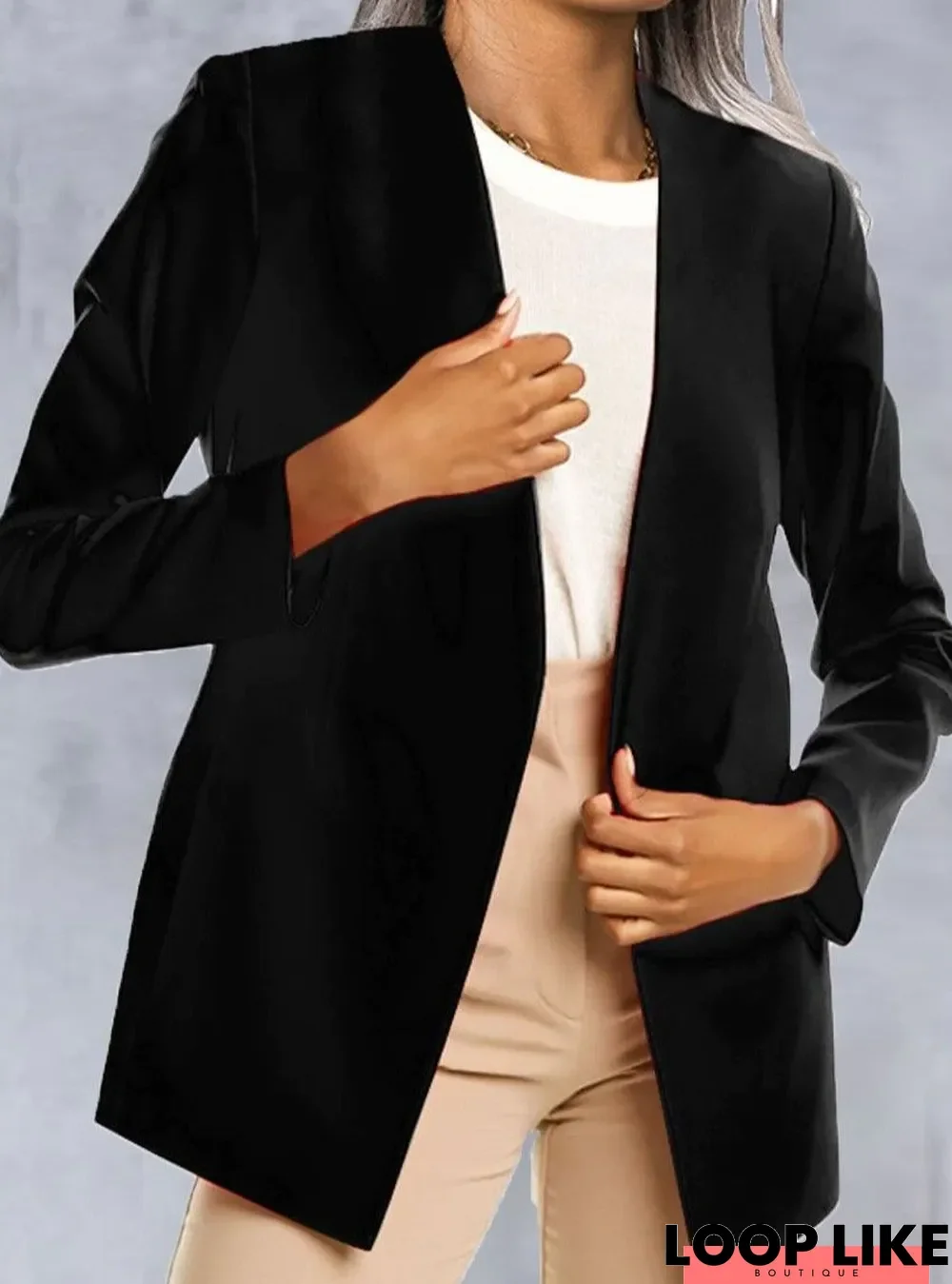 Loose Casual Solid Color Cardigan Blazer