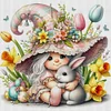 Gnome Holding Gray Rabbit-11CT Stamped Cross Stitch 50*50cm/19.69*19.69in