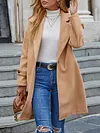 Fashion Solid Color Buttoned Notched Collar Long Sleeves Woolen Outerwear