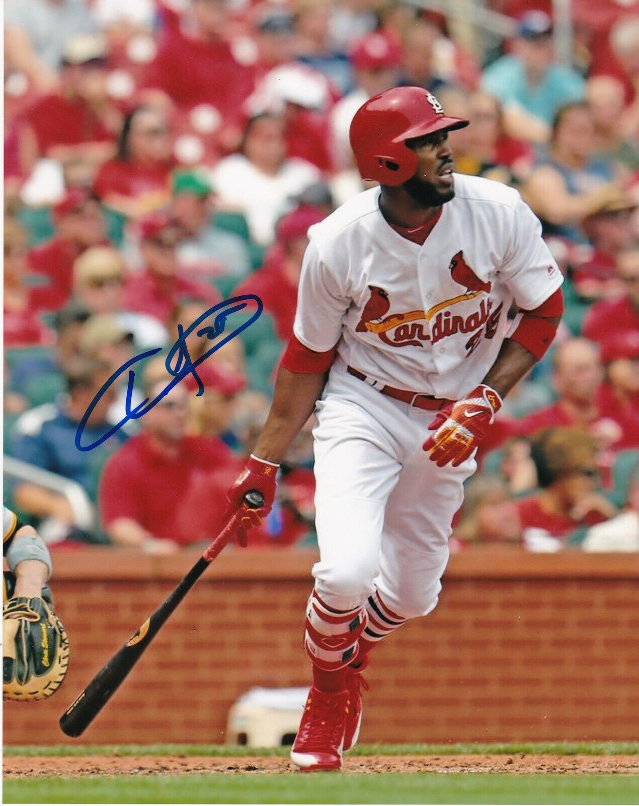 DEXTER FOWLER ST. LOUIS CARDINALS ACTION SIGNED 8x10