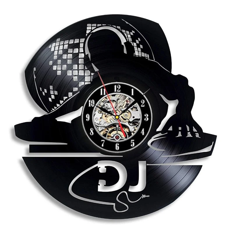DJing Vinyl Record Wall Clock Modern Design Music Theme DJ Rock Band Combination CD Clocks Hanging Wall Watch Home Decor
