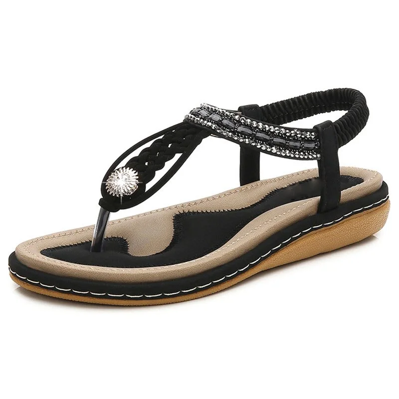 Summer Flat Heels Sandals Women Pearl Bohemia Sandals