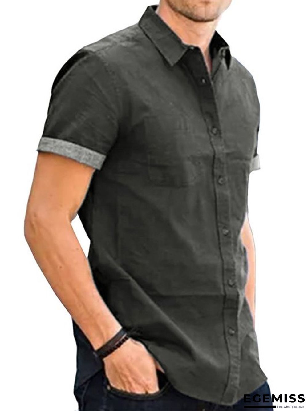 Business Men's Jeans Short Sleeve Shirt Non Iron Casual Men's Shirt | EGEMISS