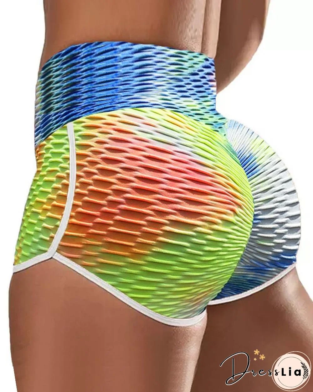 Tie Dye Print High Waist Yoga Shorts