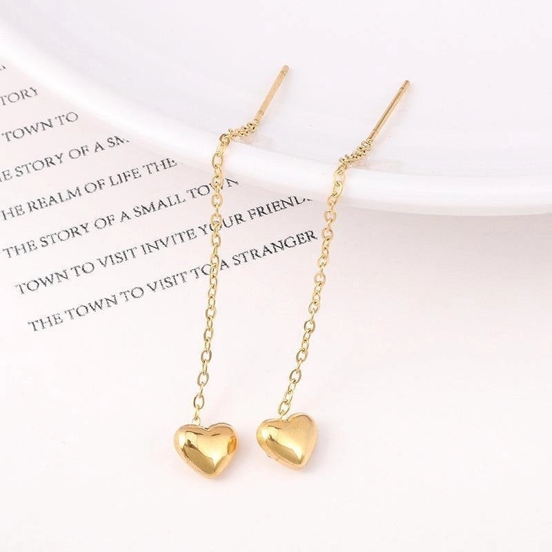 1 Pair Sweet Letter Heart Shape Flower Plating Titanium Steel Ear Studs