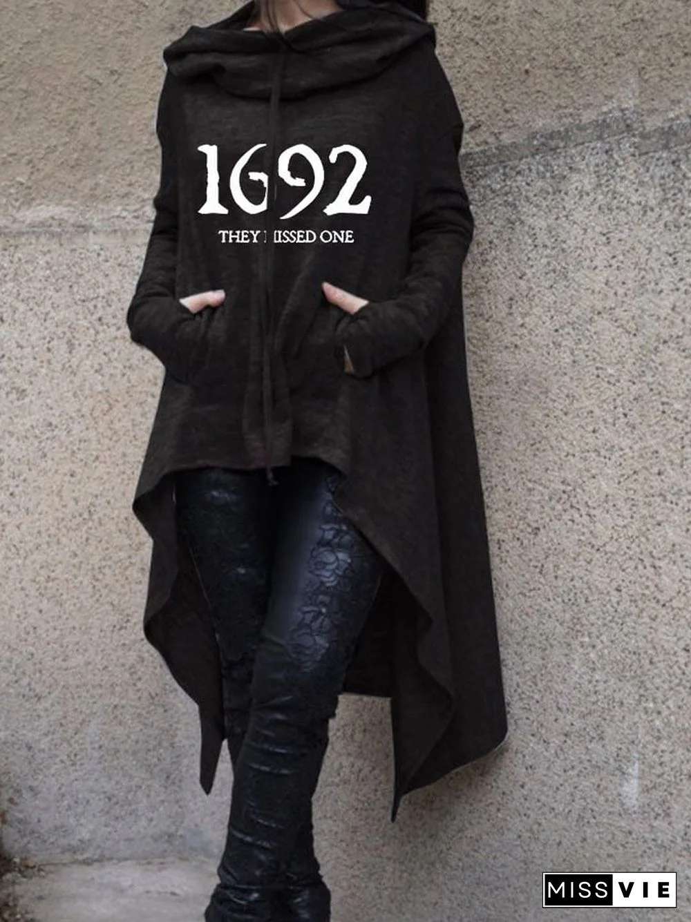 Women's 1692 They Missed One Salem Witch Print Cape Hoodie