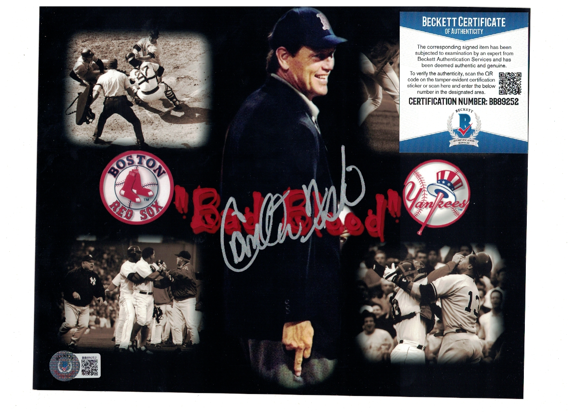 Carlton Fisk Boston Red Sox Signed 8x10 Middle Finger Photo Poster painting Beckett FX73