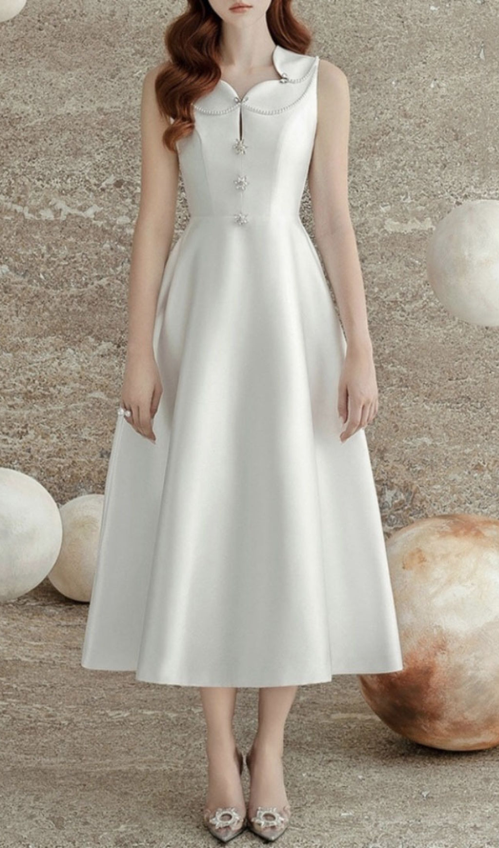 Alcimache Pearl Embellished Midi Dress Flowering Girl