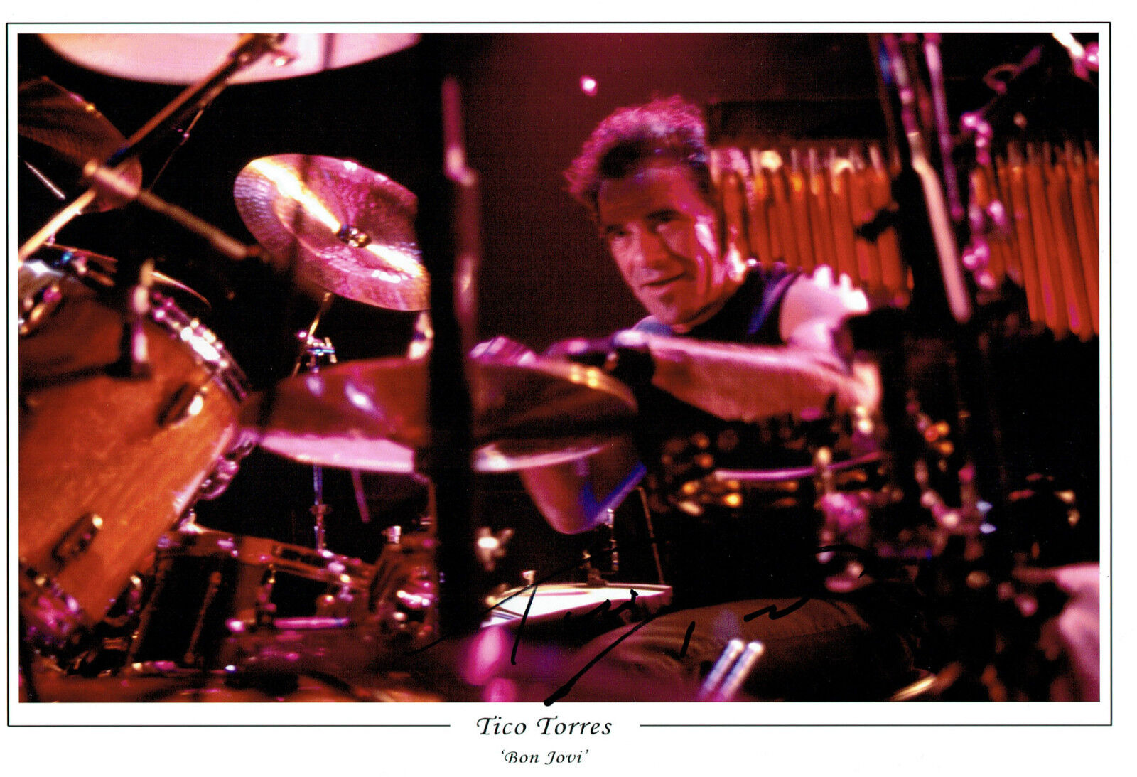 Tico TORRES SIGNED Autograph 12x8 Photo Poster painting AFTAL COA Bon Jovi Drummer Legend