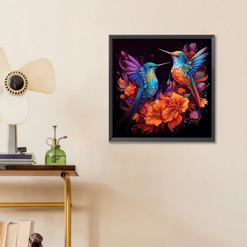 Diamond Painting - Full Round Drill - Hummingbird Flower(Canvas|30*30cm)