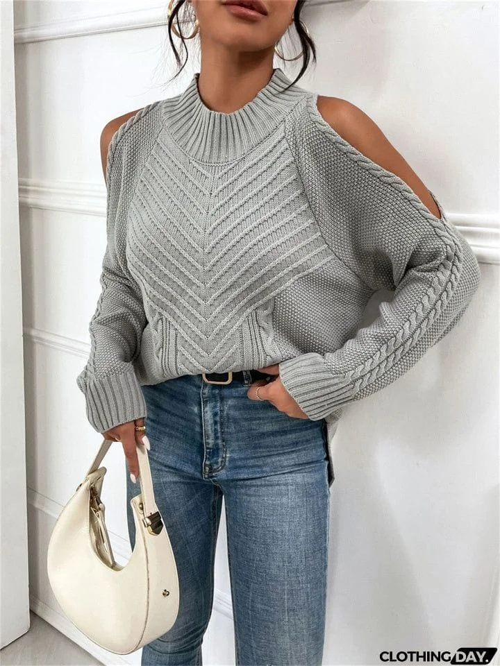 Loose Off-the-shoulder Solid Color Casual Sweater