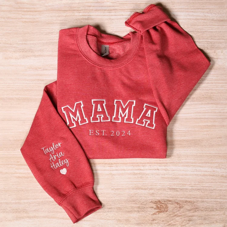 Personalized Mama Embroidered Sweatshirt With Date&Name Mother's 