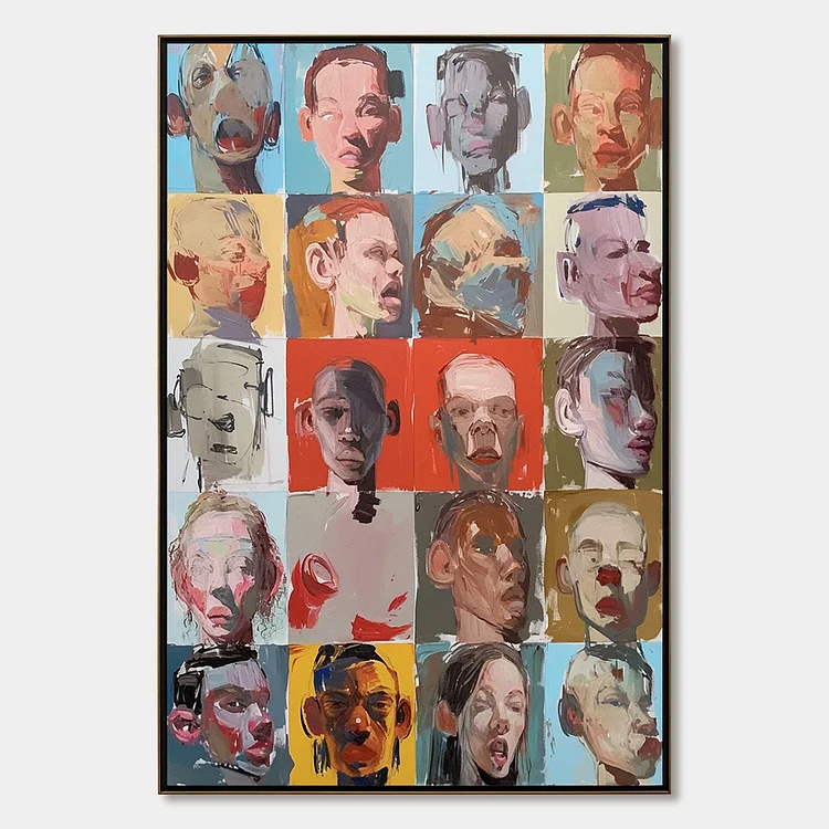 CHORUS OF FACES: Expressive, Textured Portrait Series（Canvas painting）