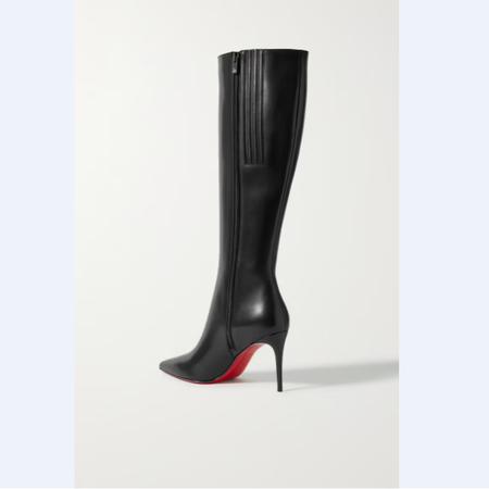 10CM/4 inch Women's Middle Heels Red Bottom Long Boots Knee Sexy Dress Patent Suede Boots