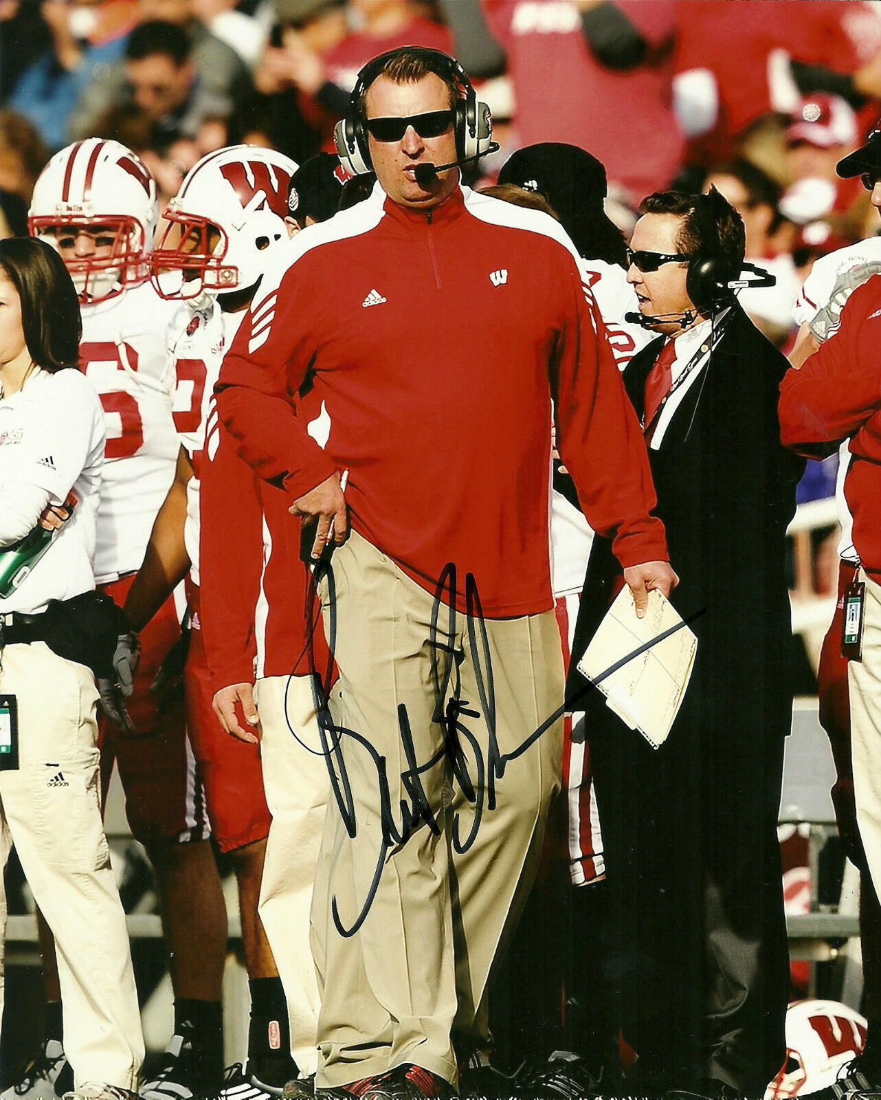 BRET BIELEMA HAND SIGNED WISCONSIN BADGERS 8X10 Photo Poster painting W/COA
