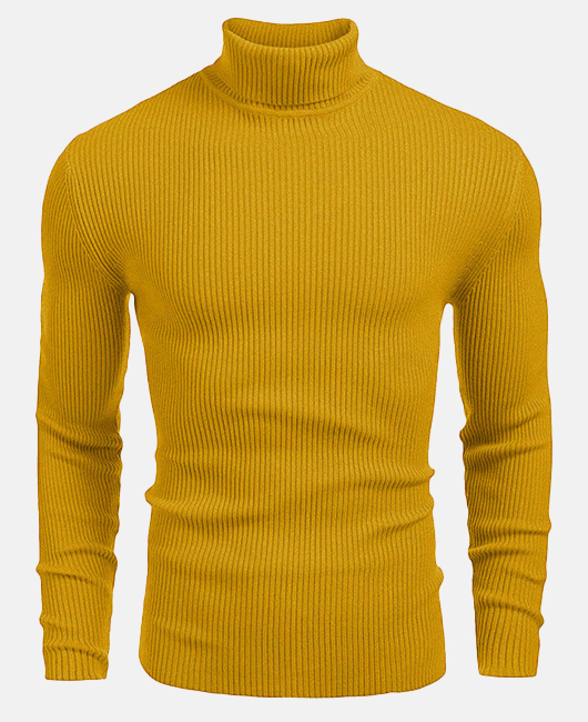 Casual Solid Turtleneck Knitted Long Sleeve Sweater