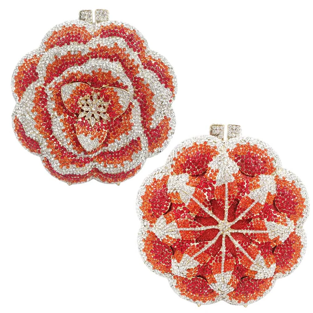 Newest Clutch Bag Pink Crystal Women Wedding Flower Party Purse Bride Chain Clutch Bag Prom Night Evening Bag SC603