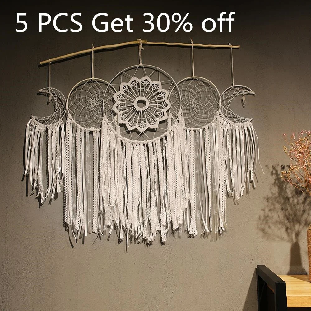 5 PACK White Wedding Dream Catcher Boho Room Decoration Nursery Decor Wedding Decoration Valentines Day Gift Wall Hanging Decor