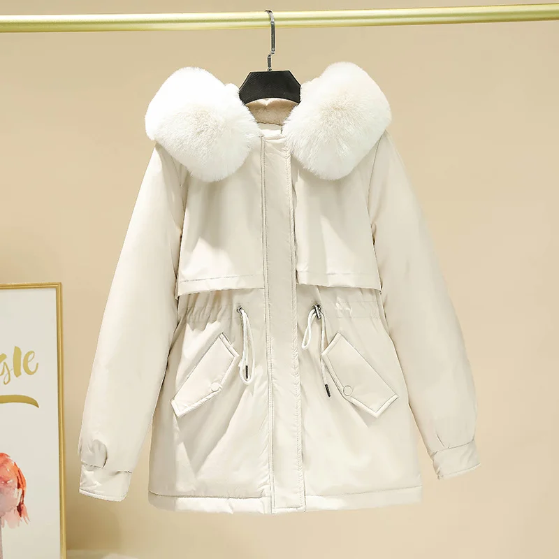 Woherb Send To Overcome The Female 2024 New Add Velvet Add Thick Cotton-Padded Jacket Winter Wear Korean Version Small Down Cotton-Padded Jacket Coat Season-Outfit Ideas
