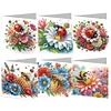 (US Local)6Pcs Ladybug Bee Diamond Painting Greeting Card for Holiday Party Favors
