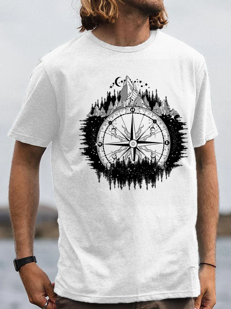 Stylish Compass Printed Men's T-Shirt in  mildstyles