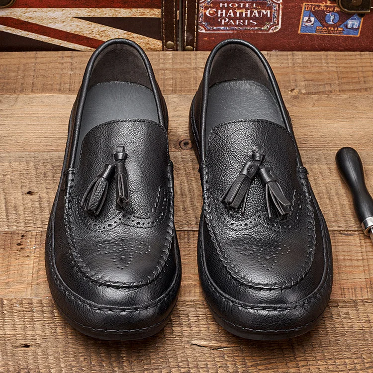 Loafers for Men Retro Spring and Autumn Men's Business Casual Top Layer Lazy Shoes