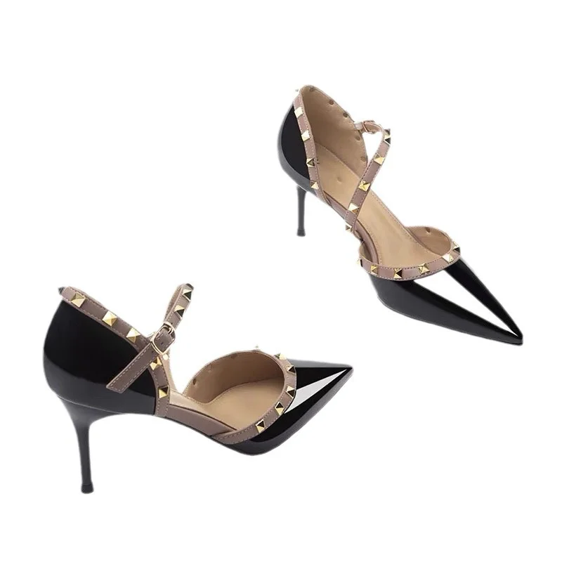 Breakj Breakj Water Drill Buckle And Heel 2025 Summer New Women's High Heels Women's Shoes Large Women's Shoes