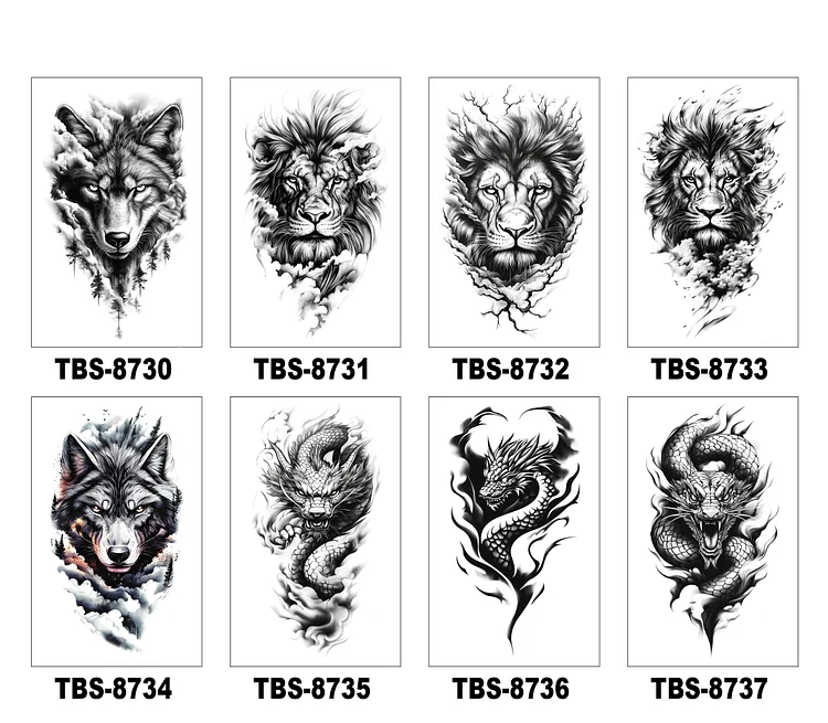 8 Sheets Art Waterproof Half Arm Temporary Tatto