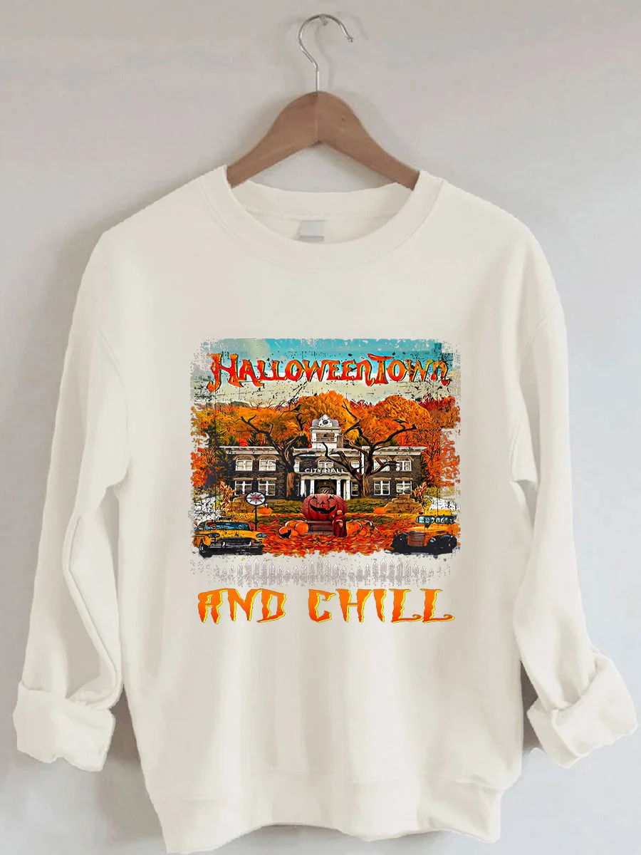 Retro HalloweenTown And Chill Sweatshirt