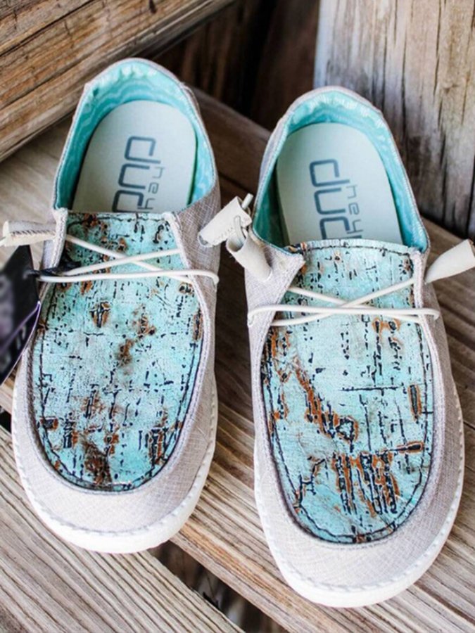 Women's retro casual leather canvas shoes