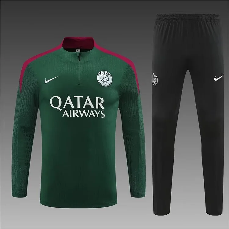 2024/25 Paris half-pull training uniform green 1:1 Thai quality suit