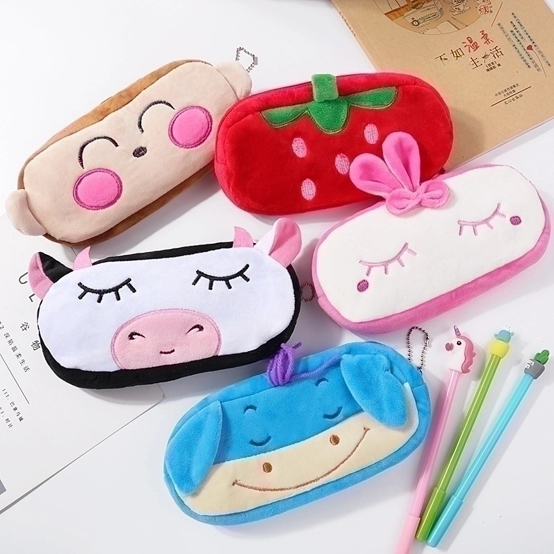 Cartoon Plush School Cute Preppy Style Pencil Case2