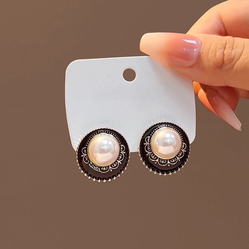 1 Pair Minimalist Classic Style Round Beaded Imitation Pearl Earrings Ear Studs