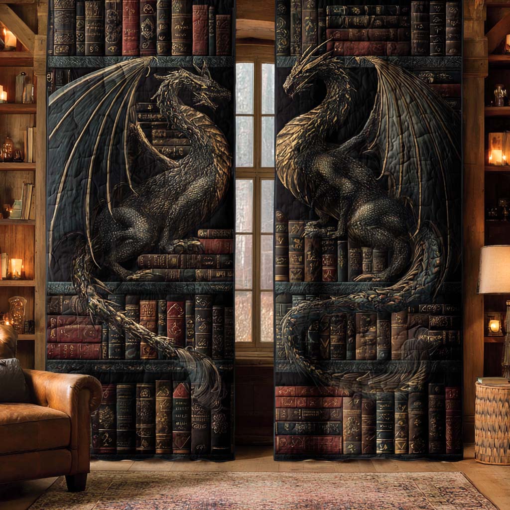 Emberlight Golden Duo Printed Quilted  Curtains NCU0XD2181