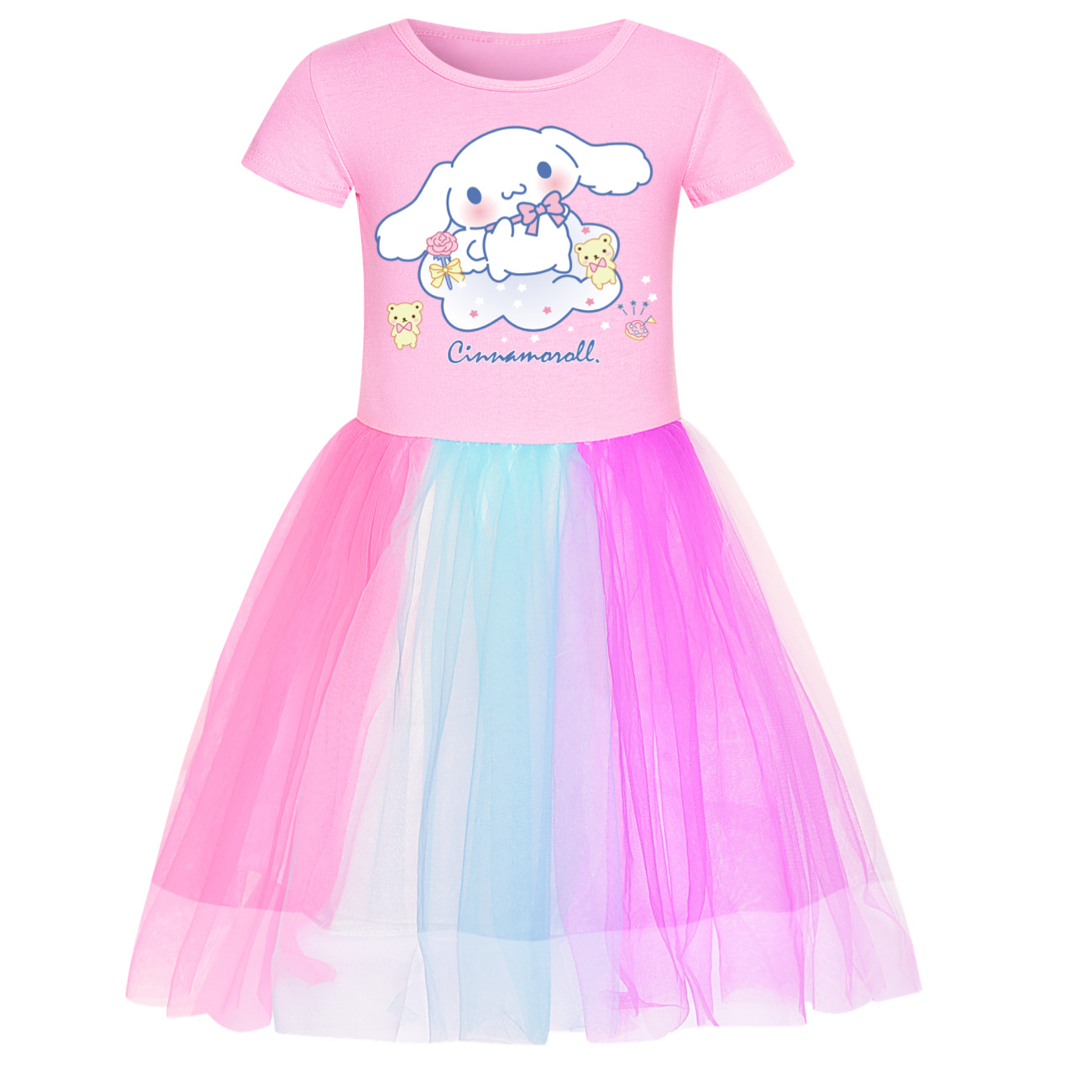 Cinnamoroll Rainbow Lace Skirt Dress for Big-Eared Bunny LoversAdorable and Colorful Fashion -Mayoulove