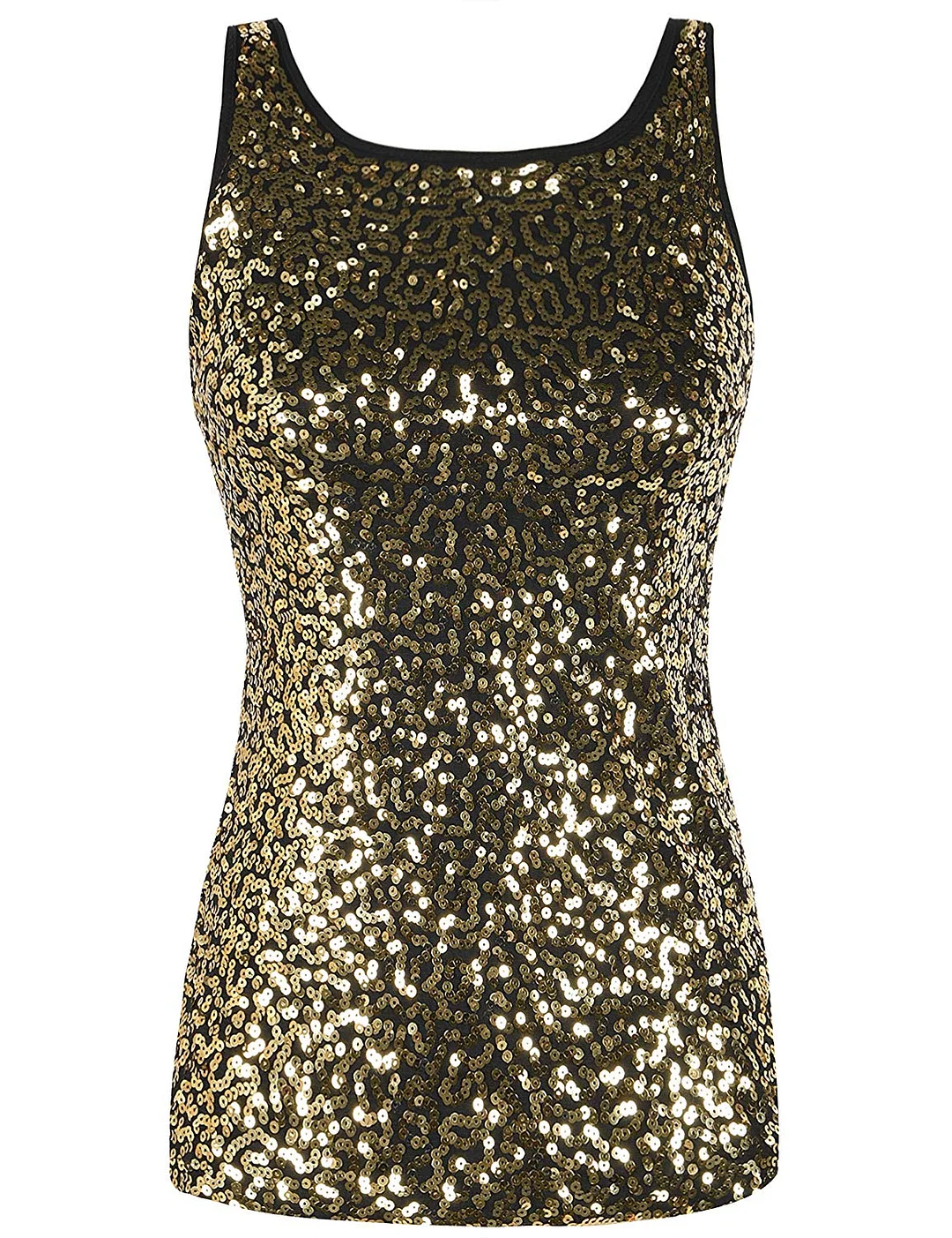 Women's Full Sequin Tank Top Sleeveless Sparkle Shimmer Vest Tops Clubwear