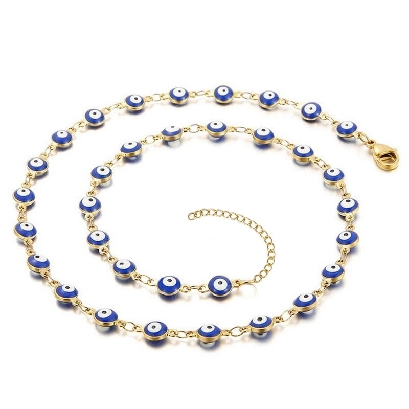 Fashion Devil’S Eye 304 Stainless Steel 18K Gold Plated Enamel Stainless Steel Jewelry Sets