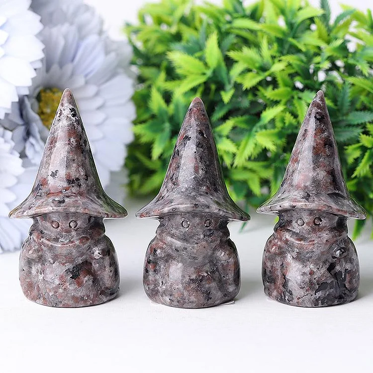 3" Yooperlite Baby Witch Wizard Crystal Carvings for Halloween