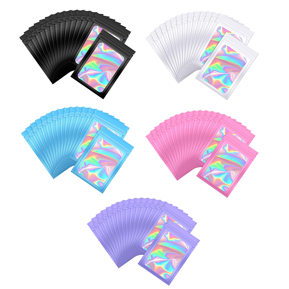 

100pcs Translucent Holographic Sealing Storage Bag Candy Cosmetic Packaging, White, 501 Original