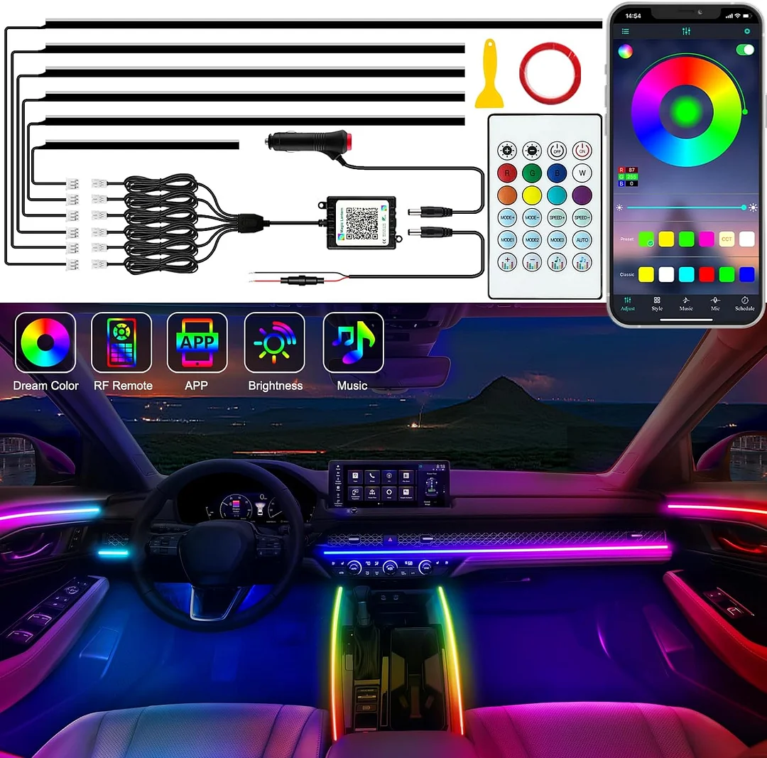 Automotive interior LED light strips
